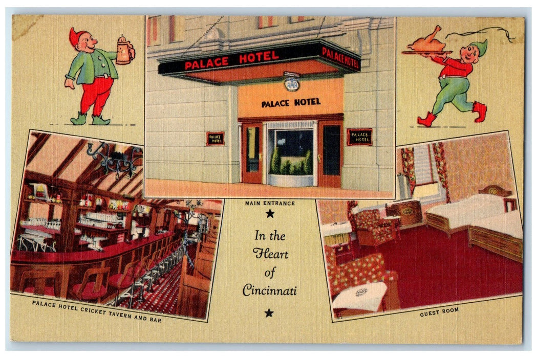c1950's Palace Hotel Restaurant Bar Multiple View Cincinnati Ohio OH Postcard