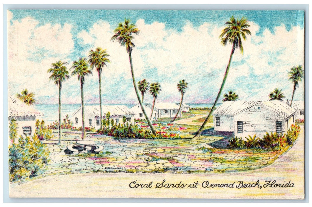 1957 Corals Sand Cottages Tourist Motel Hotel Ormond Beach Florida FL Postcard