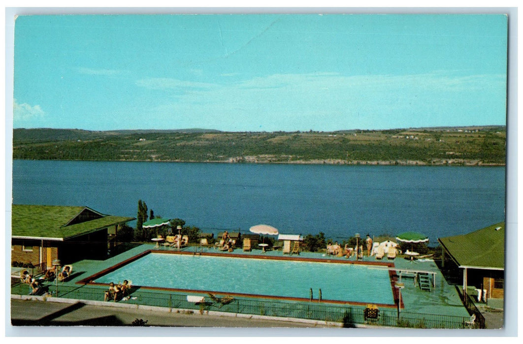 c1950's Glen Motor Court Restaurant Swimming Pool Glen New York NY Postcard