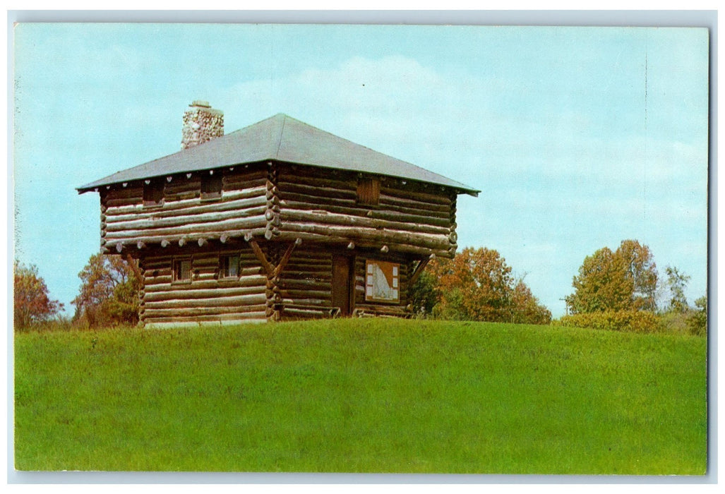 c1960's Fort Ouiatenon Blockhouse Lafayette Indiana IN Unposted Trees Postcard