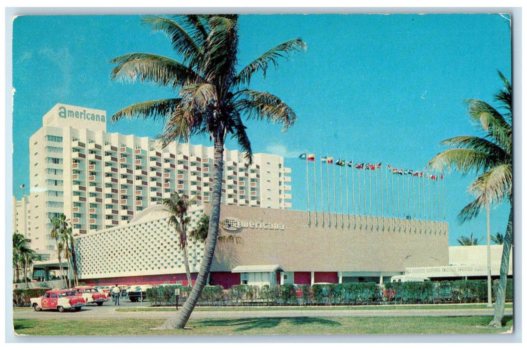 1962 Americana Hotel Restaurant Cab Bal Harbor Miami Beach Florida FL Postcard