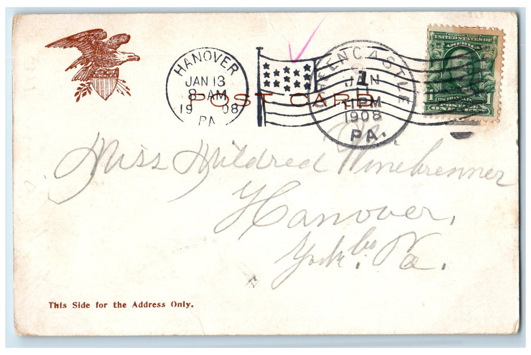 1908 Grace Reformed Church Front View Green Castle Pennsylvania PA Postcard