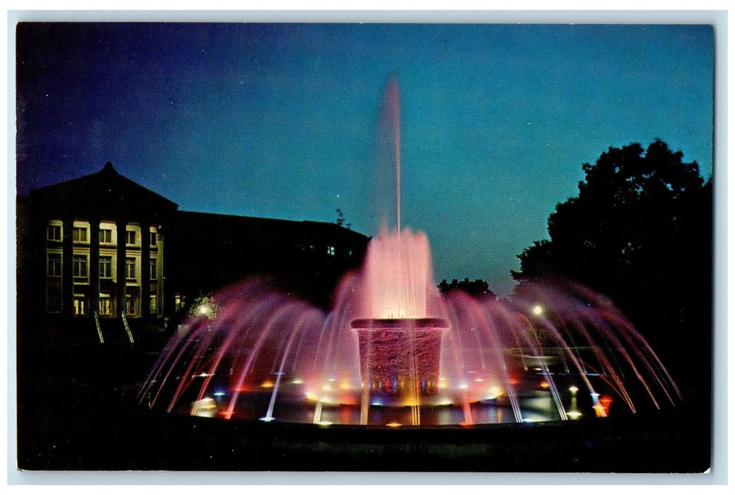 c1960's The Loeb Memorial Fountain Lafayette Indiana IN Unposted Lights Postcard