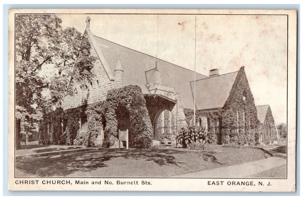 1924 Christ Church Roadside Cross Burnett East Orange New Jersey NJ Postcard