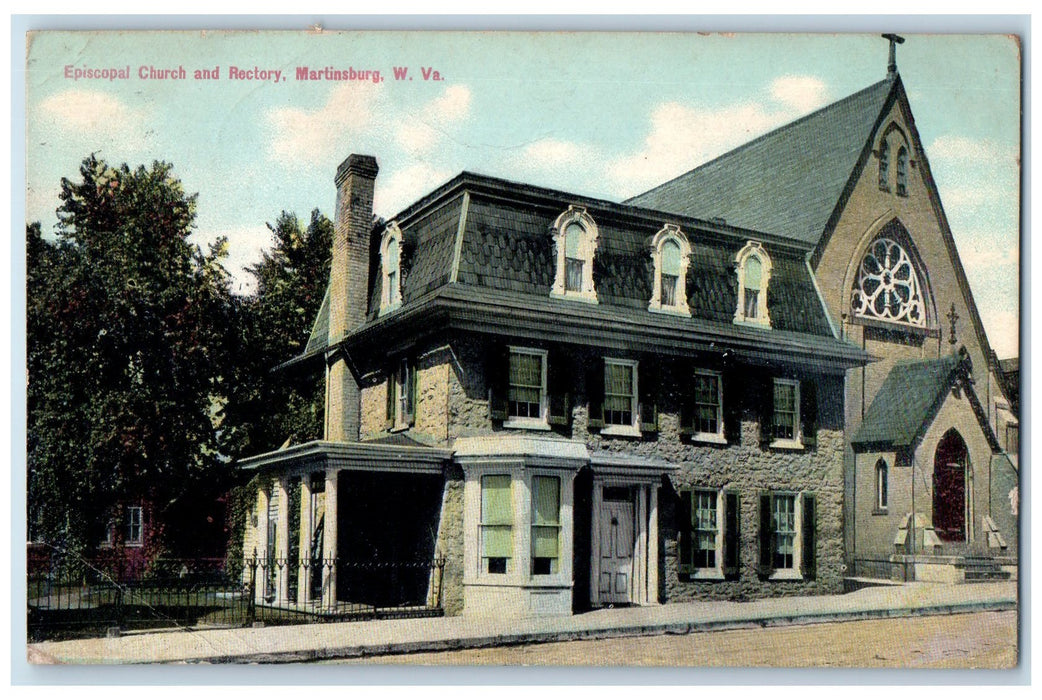 1919 Episcopal Church Rectory Entrance Cross Dirt Road Martinsburg WV Postcard