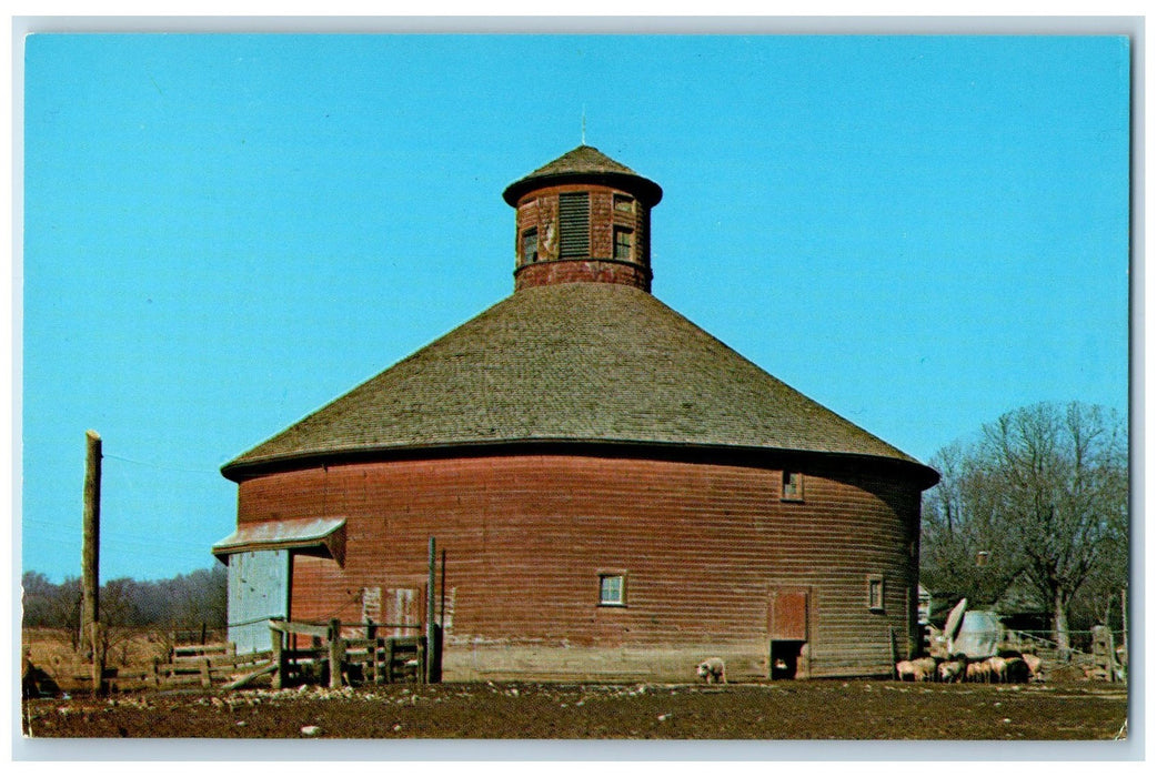 c1960s Round Barn Exterior Scene Parke County Indiana IN Unposted Fence Postcard