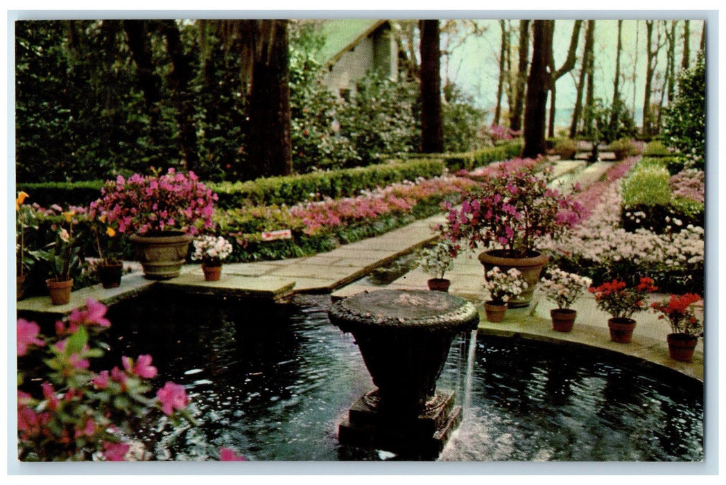 c1960s Scene In Bellingrath Gardens Fountain Mobile Alabama AL Unposted Postcard