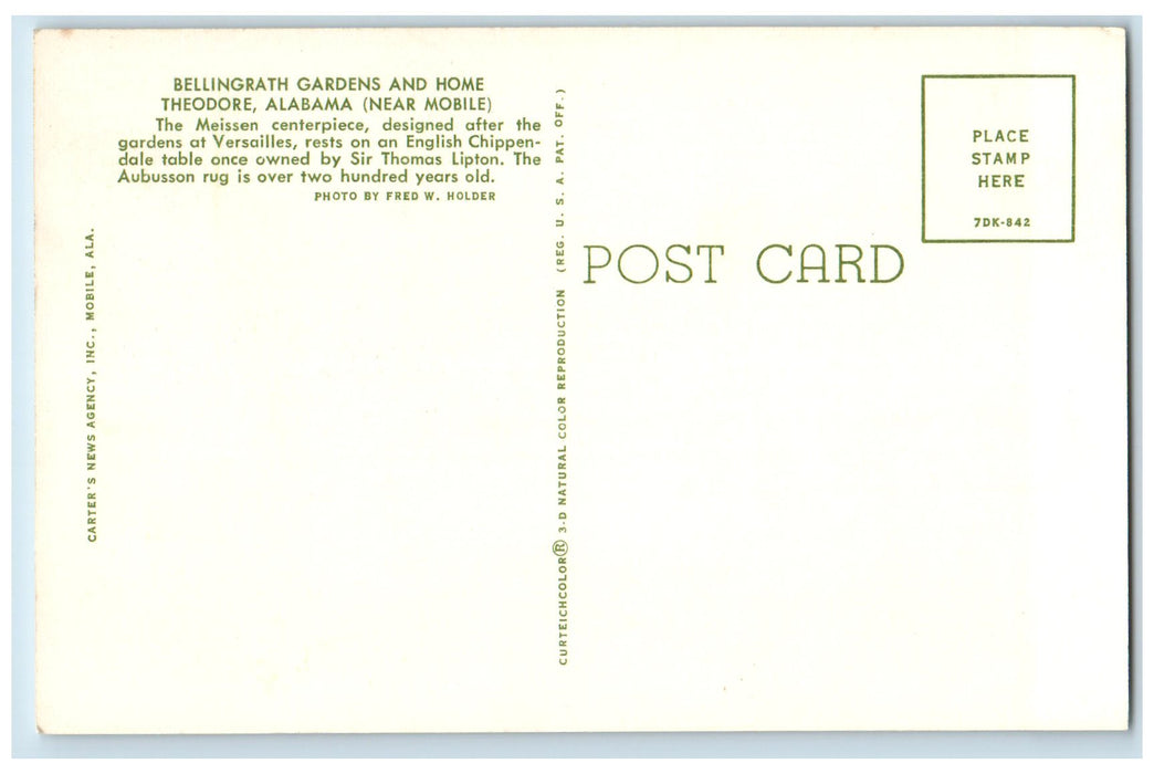 c1960s The Main Dining Room Bellingrath Gardens Home Theodore Mobile AL Postcard