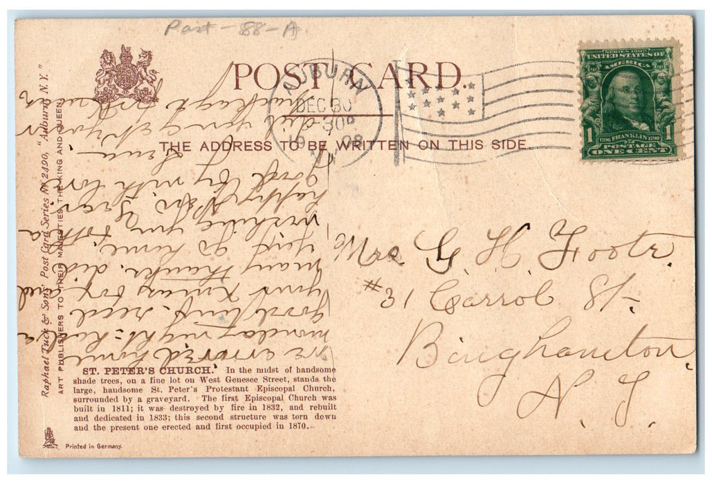 1908 St. Peter's Church Roadside Man Dirt Road Auburn New York NY Postcard