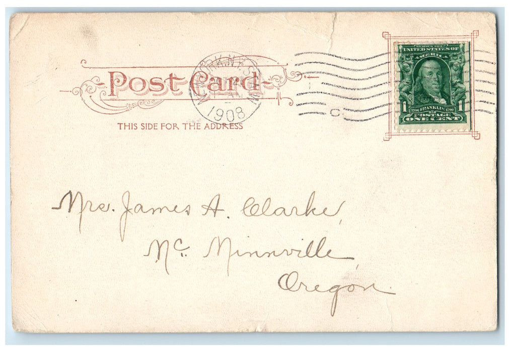 1908 St. Luke Hospital Building Rail Train Red Light Post New York NY Postcard