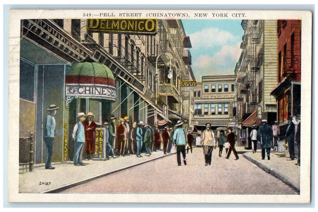 1928 Peel Street China Town Restaurant Establishment People New York NY Postcard