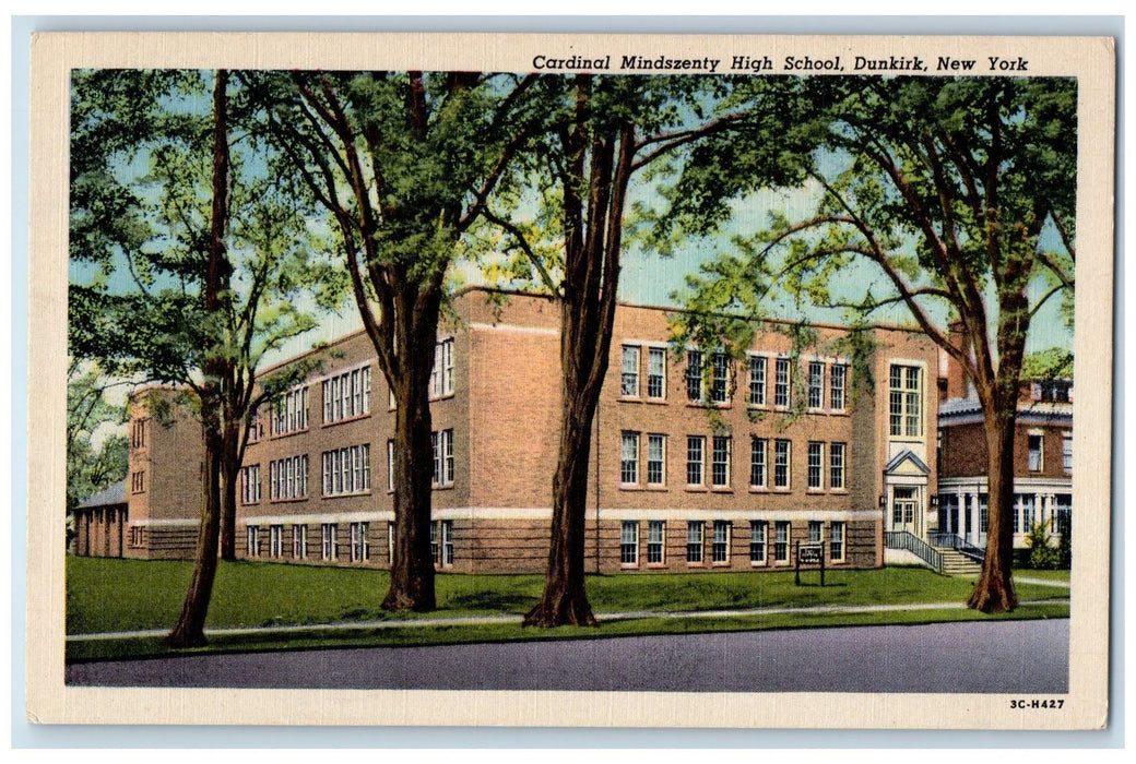 c1940's Cardinal Mindszenty High School For Boys Diocesan Dunkirk NY Postcard