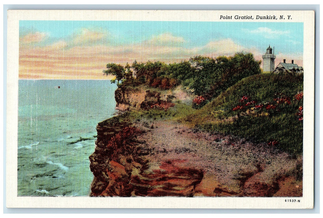 c1940's Point Gratiot Sea Cliff House Over Looking Dunkirk New York NY Postcard