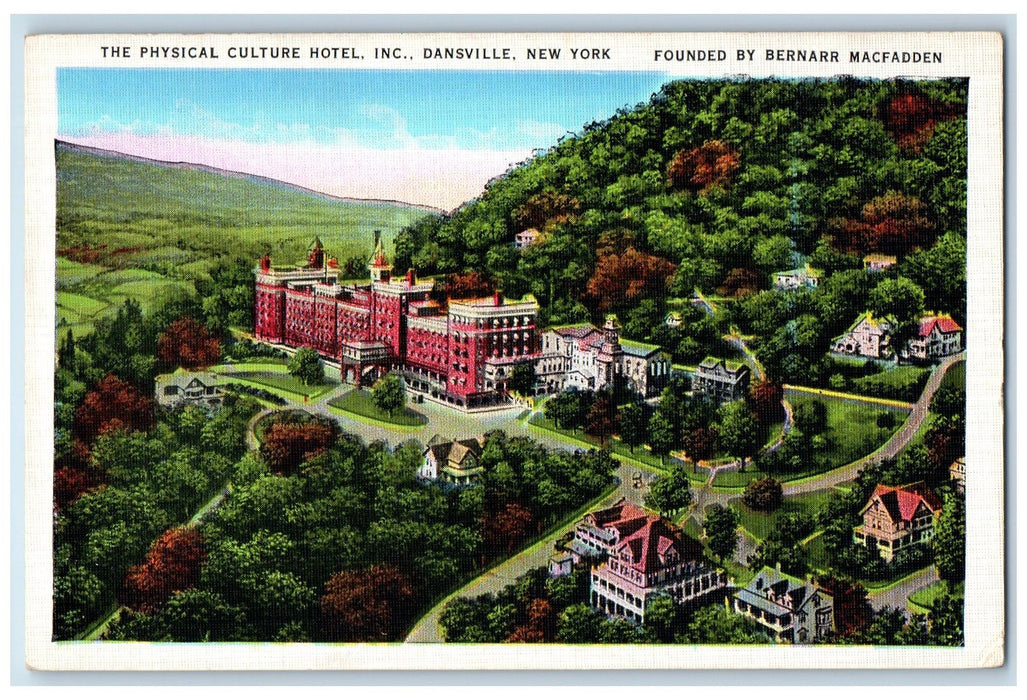 c1940's Physical Culture Hotel Inc Restaurant Aerial View Dansville NY Postcard