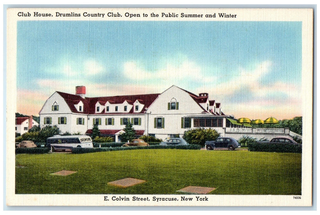 c1940 Club House Drumlins Country Club Public Summer Winter Syracuse NY Postcard