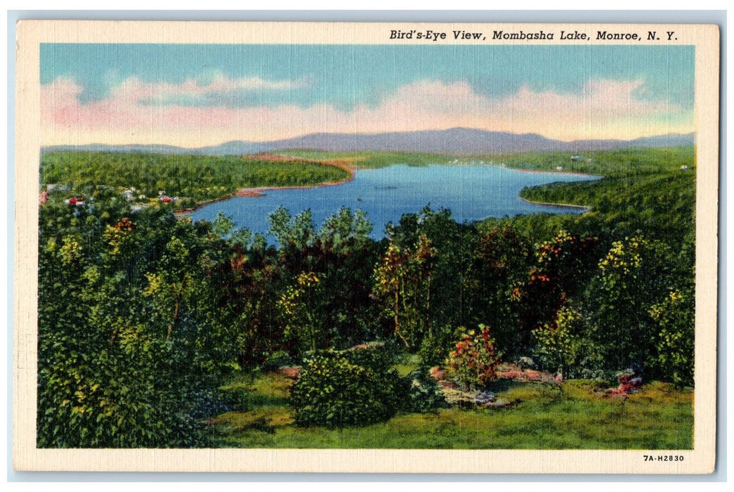 C1940 Bird's Eye View Mombasha Lake Forest Resort Monroe New York NY Postcard
