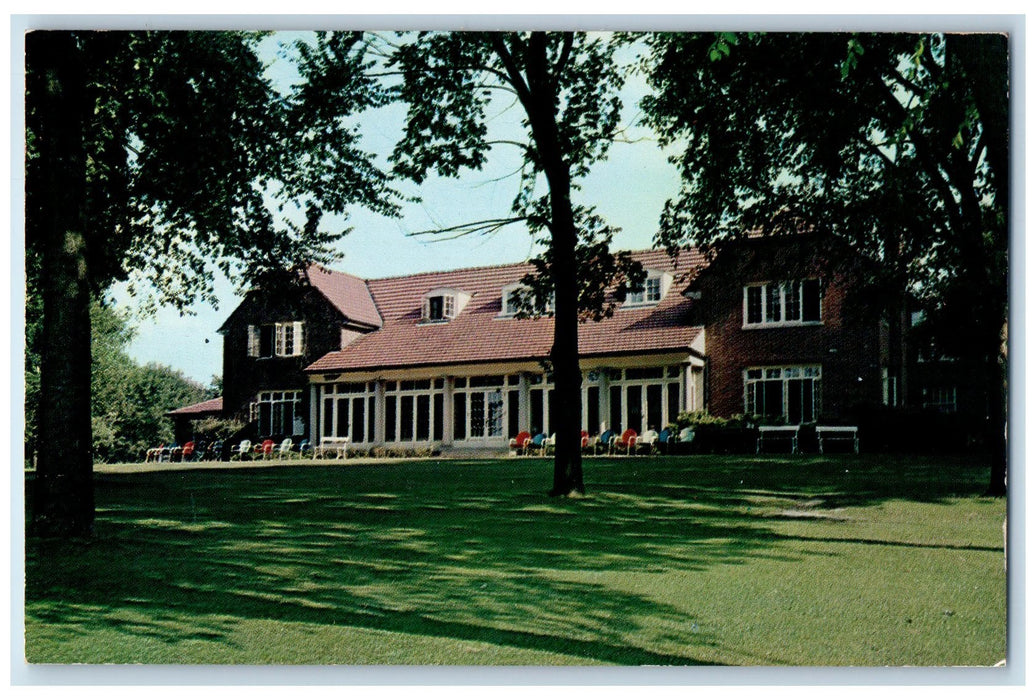 c1950 Ulen Country Club View Restaurant Ground Lined Chairs Lebanon IN Postcard