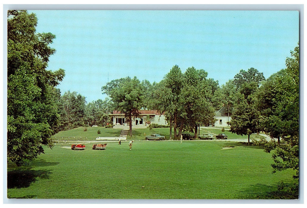 c1950's Country Club Golf Course Cart Cars Restaurant Logansport IN Postcard