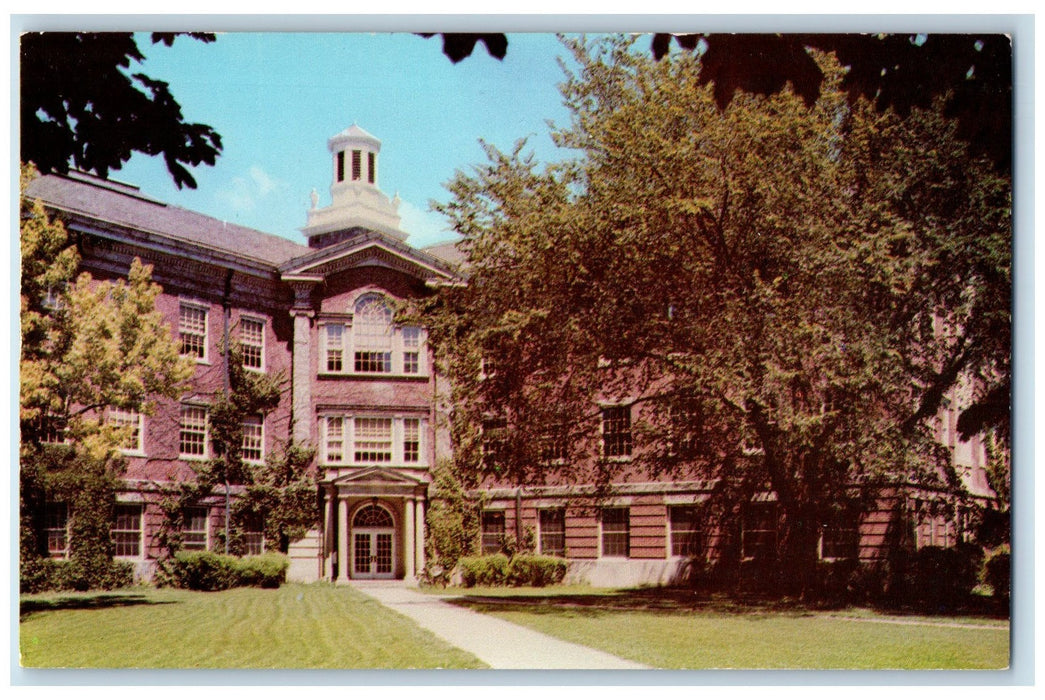 c1950 Carpenter Hall Earlham College View Entrance Pathway Richmond IN Postcard