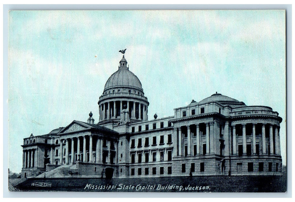 c1910's Mississippi State Capitol Exterior Jackson MS Unposted Vintage Postcard