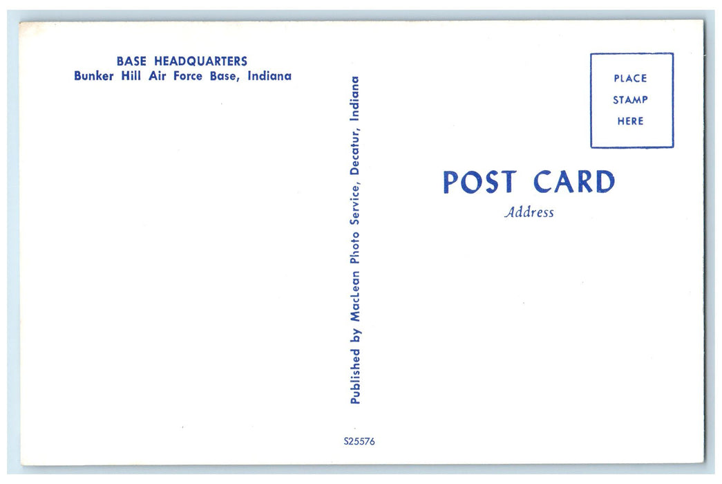 c1960s Base Headquarters Bunker Hill Air Force Base Indiana IN Unposted Postcard