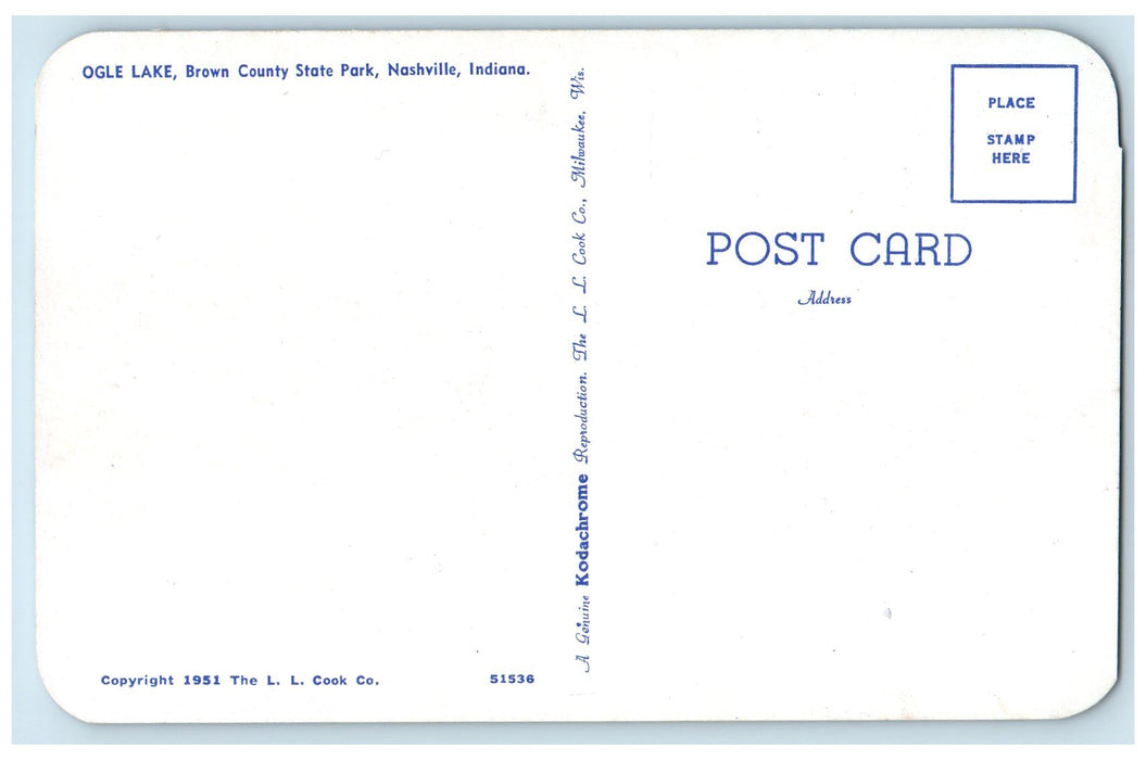 c1960's Ogle Lake Brown County State Park Indiana IN Unposted Trees Postcard