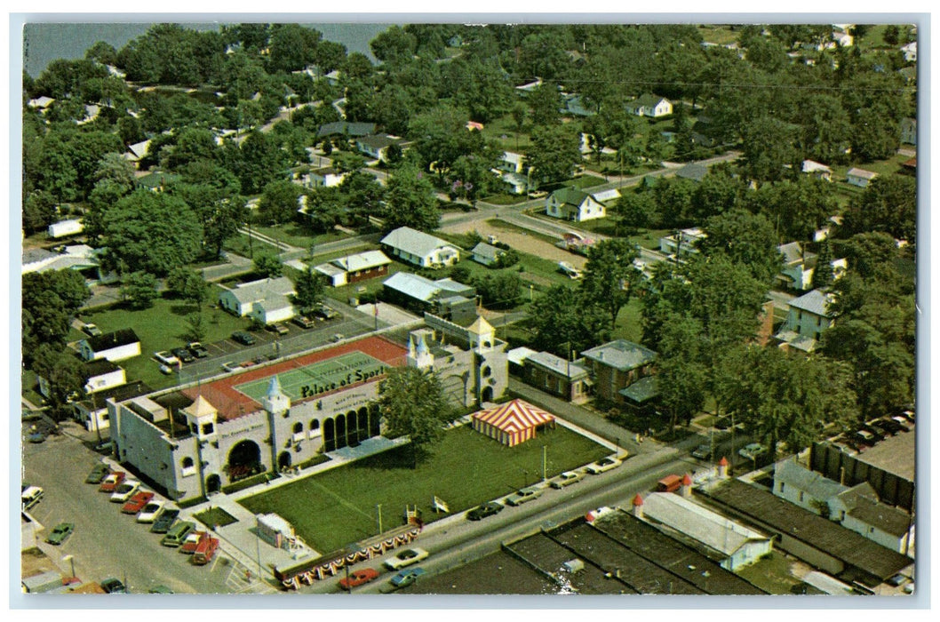 c1960's Aerial View Of Famed Camelot Square North Webster Indiana IN Postcard