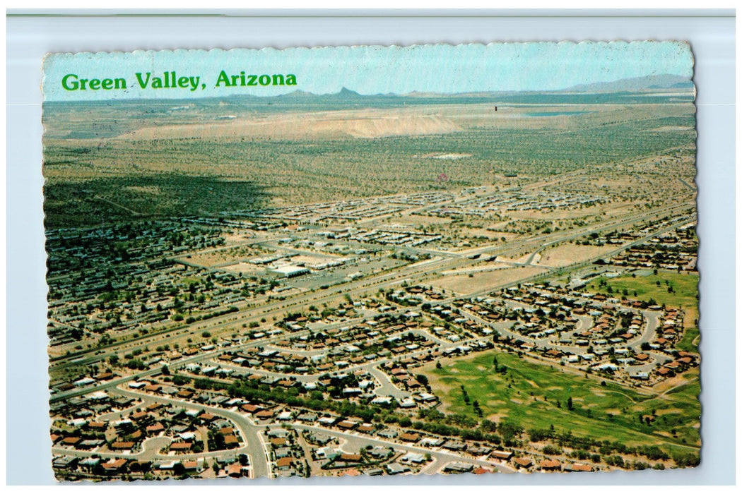 1980 Green Valley Aerial View Roads Houses Buildings Trees Arizona AZ Postcard