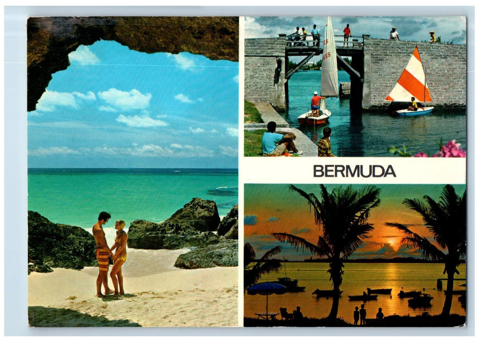 1977 Bermuda Resorts Restaurant Beaches Sailboat Atlantic Ocean AO Postcard
