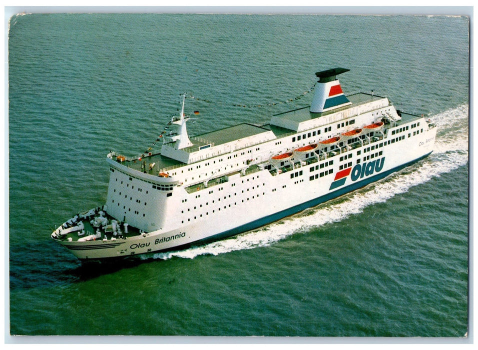 1984 MF Olau Brittania Passenger Ship 1600 Capacity 550 Cars Loaded Postcard