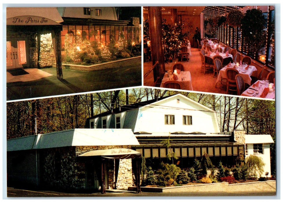 c1960 Paris Inn Multiple View Restaurant Dine Set Up Entrance Wayne NJ Postcard