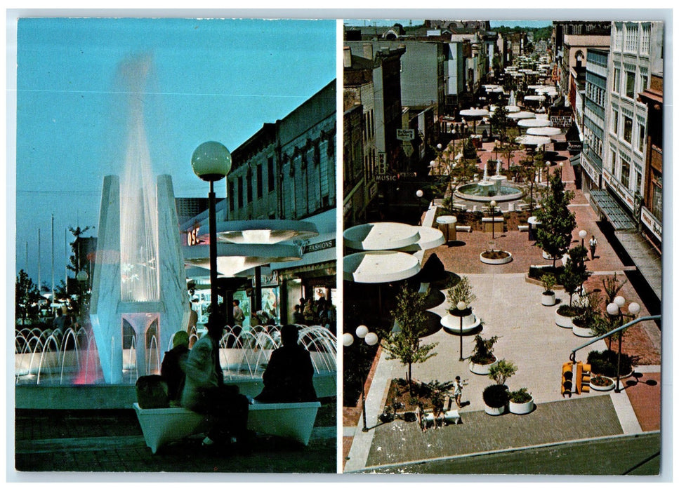 c1960 Down Town Promenade Restaurant Fountain Shade Richmond Indiana IN Postcard