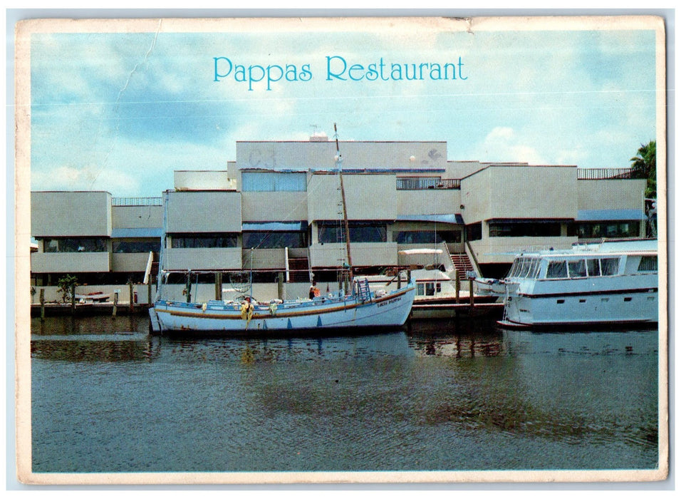 1985 Pappas Restaurant Sea View Boat Docking Tarpon Springs Florida FL Postcard