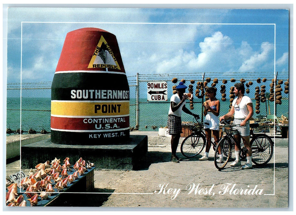c1960 Greetings From Key West Florida Shells Tourist Vendor Monument FL Postcard