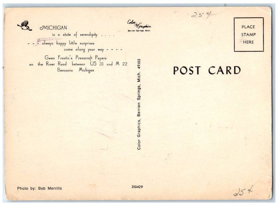 c1960 Gwen Frostic's Presscraft Papers Arts interior Benzonia Michigan Postcard