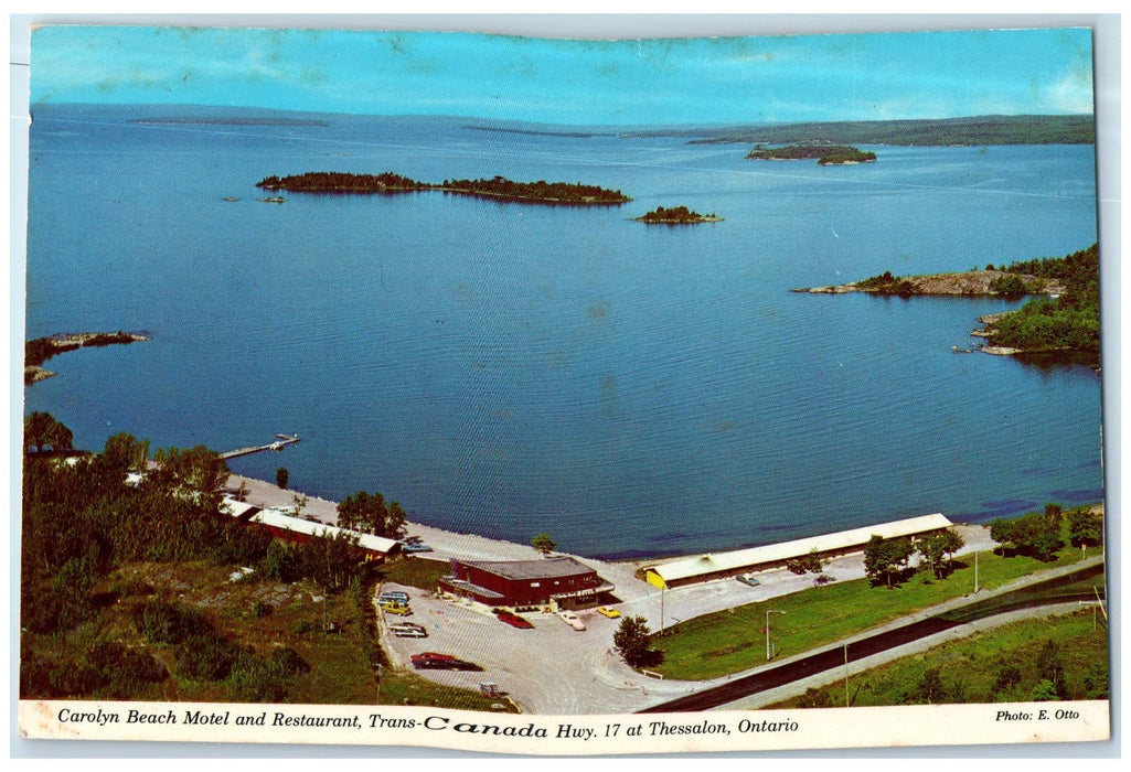 c1960 Carolyn Beach Motel Restaurant Islet Thessalon Ontario Canada CA Postcard