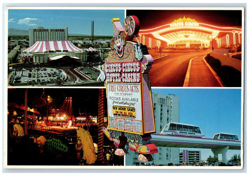 c1960's Circus Circus Multiple View Restaurant Las Vegas Nevada NV  Postcard