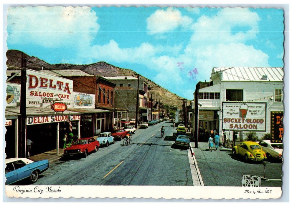 1978 Virginia City Main Street Establishment Restaurant Cars Nevada NV  Postcard