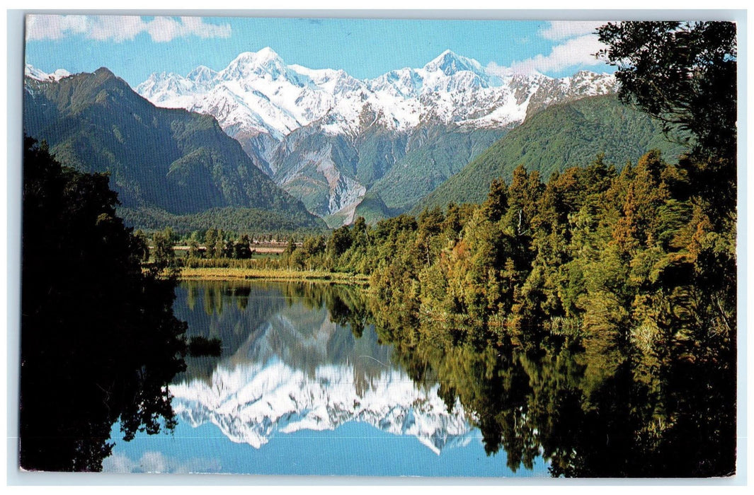 1989 Views Mt Tasman Mt Cook Lake Matheson Forest Westland New Zealand Postcard