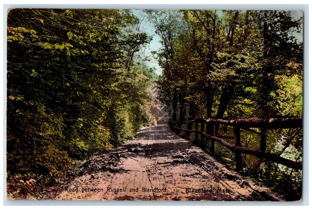 1909 Road Between Russell And Blandford Massachusetts MA Posted Trees Postcard