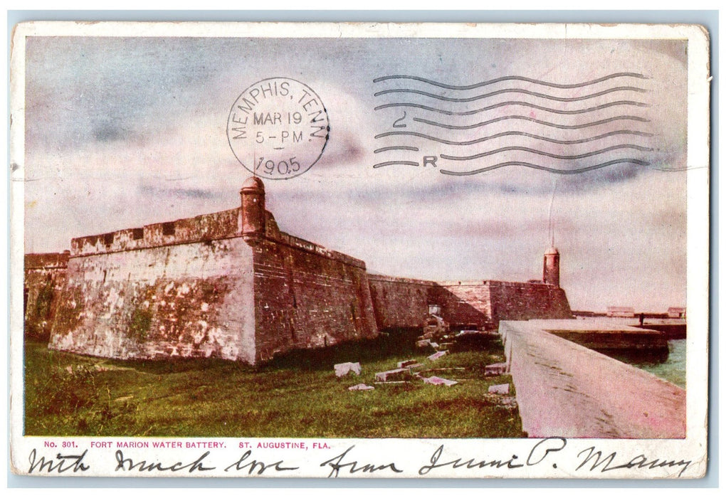 1905 Fort Marion Water Battery Watch Tower St. Augustine Florida FL Postcard