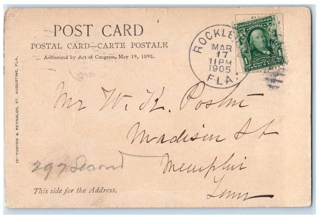 1905 Fort Marion Water Battery Watch Tower St. Augustine Florida FL Postcard