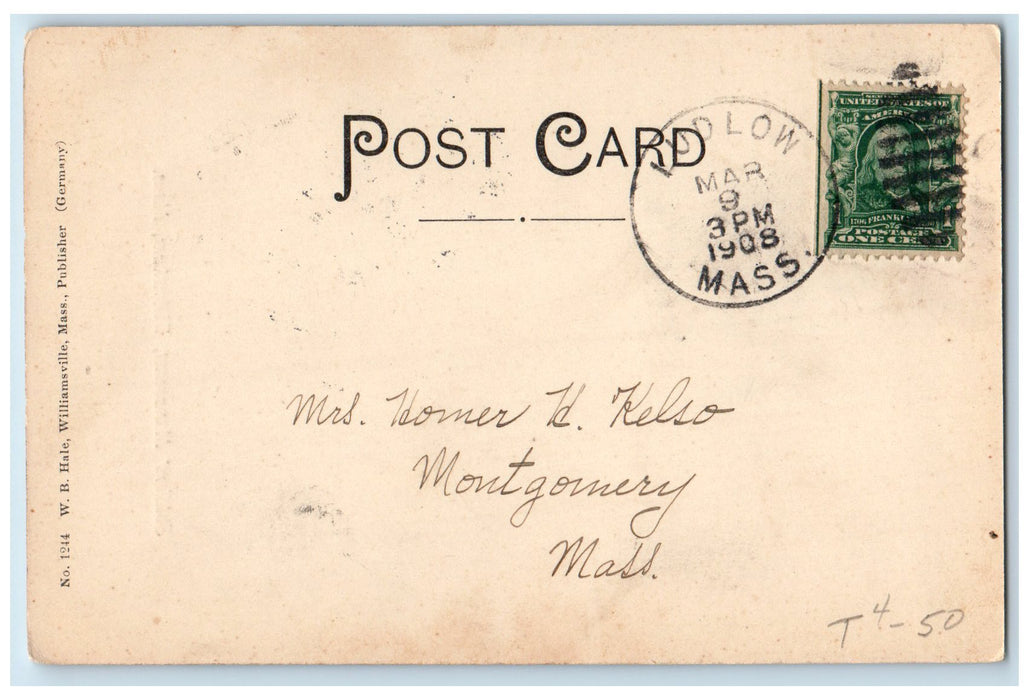 1908 Soldier's Monument Scene Wilbraham Massachusetts MA Posted Vintage Postcard