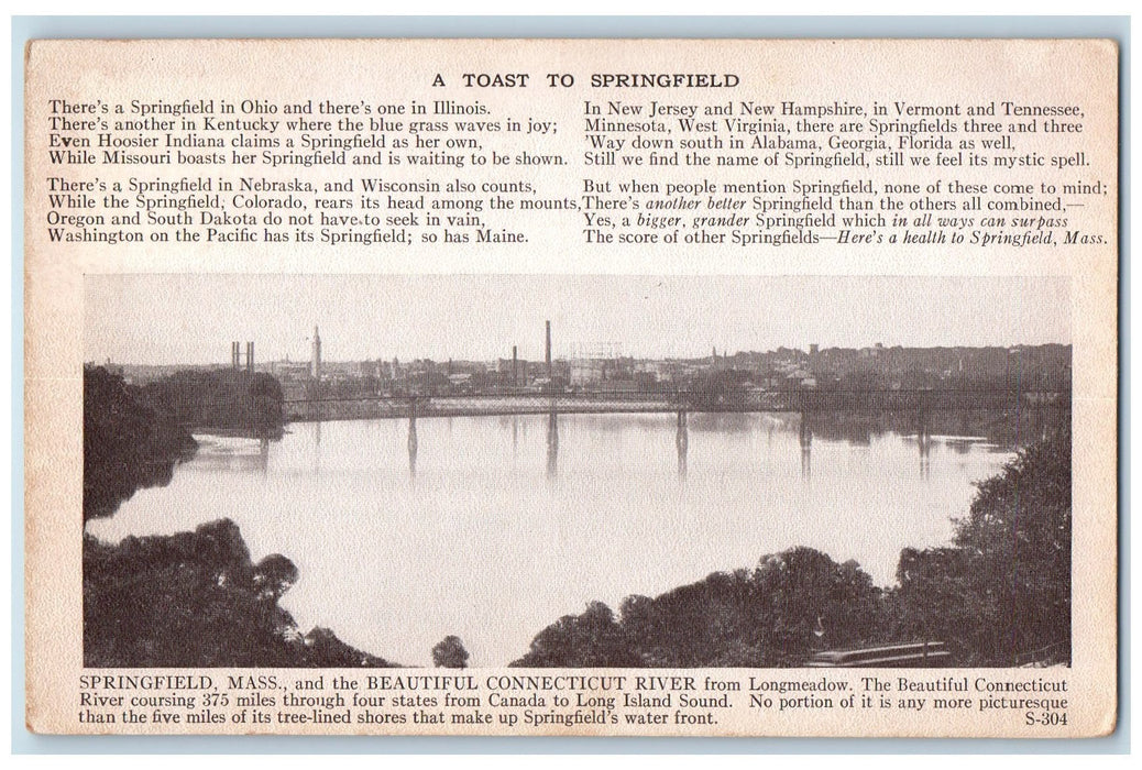 c1910's A Toast To Springfield Massachusetts MA Unposted Photo-Type Postcard