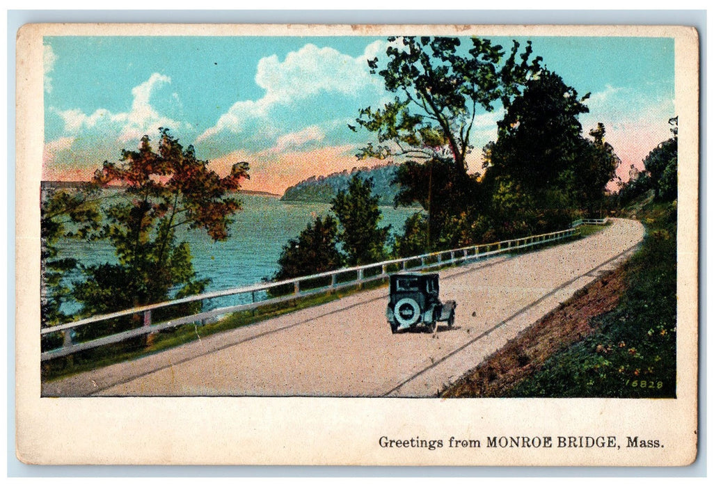 c1910's Greetings From Monroe Bridge Massachusetts MA Unposted Car Postcard