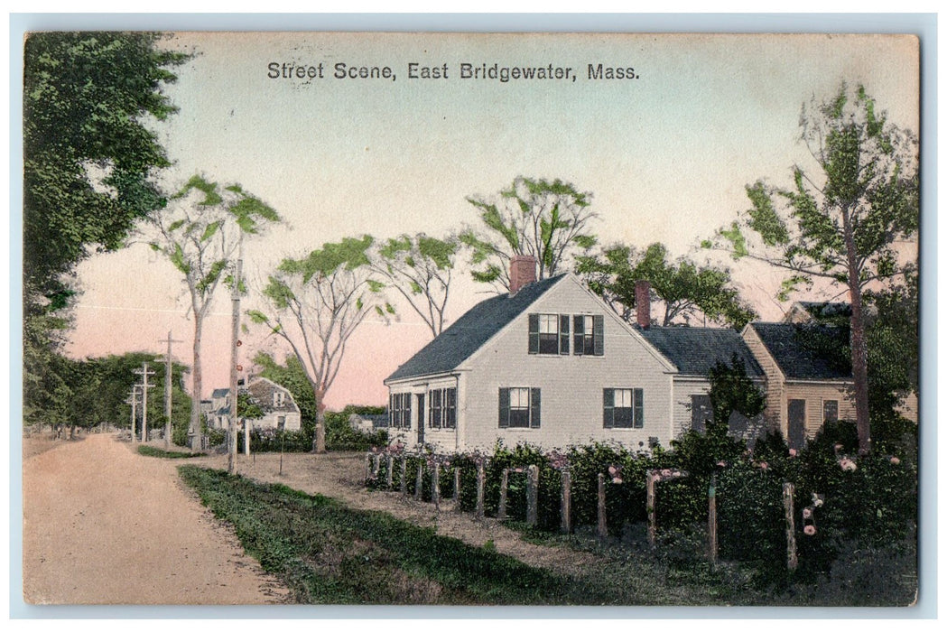 1912 Street Scene East Bridgewater Massachusetts MA Posted Vintage Postcard