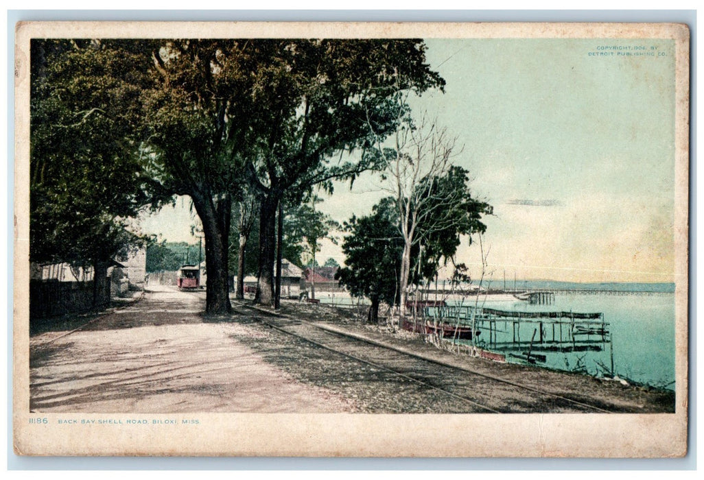 1908 Back Bay Shell Road Scene Biloxi Mississippi MS Posted Vintage Postcard