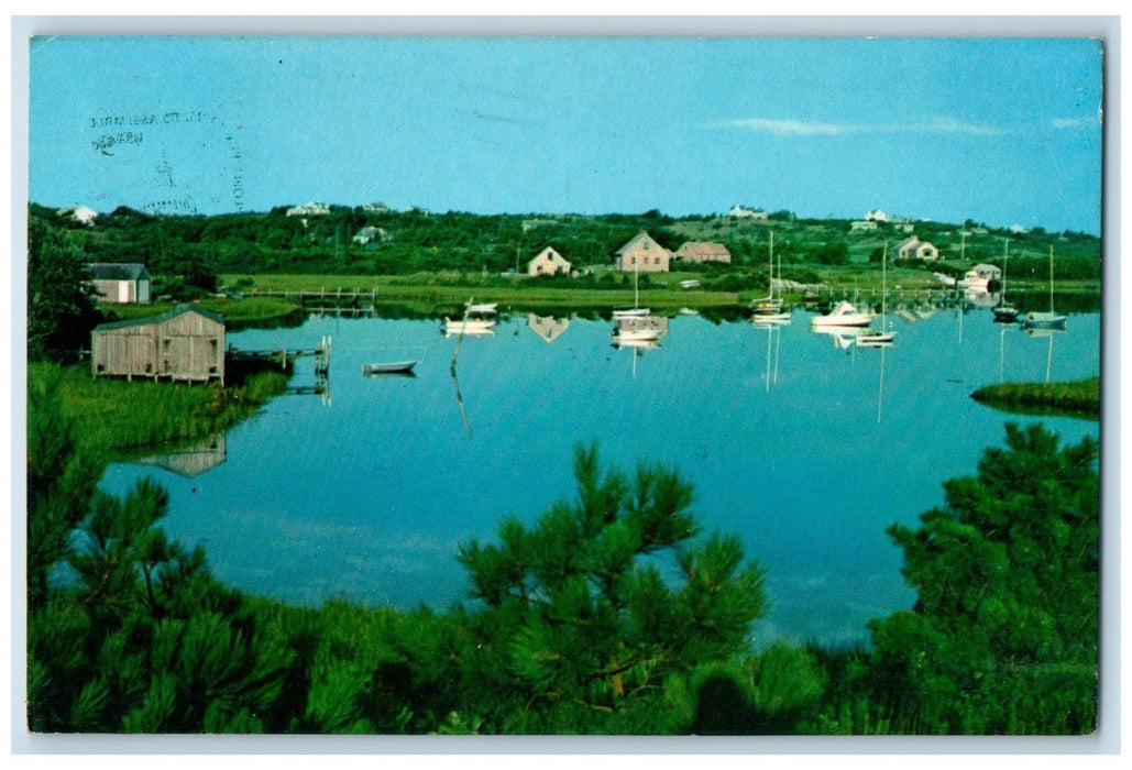 1977 The Secluded Anchorage Quitsa Pond Martha's Vineyard Boats MA Postcard