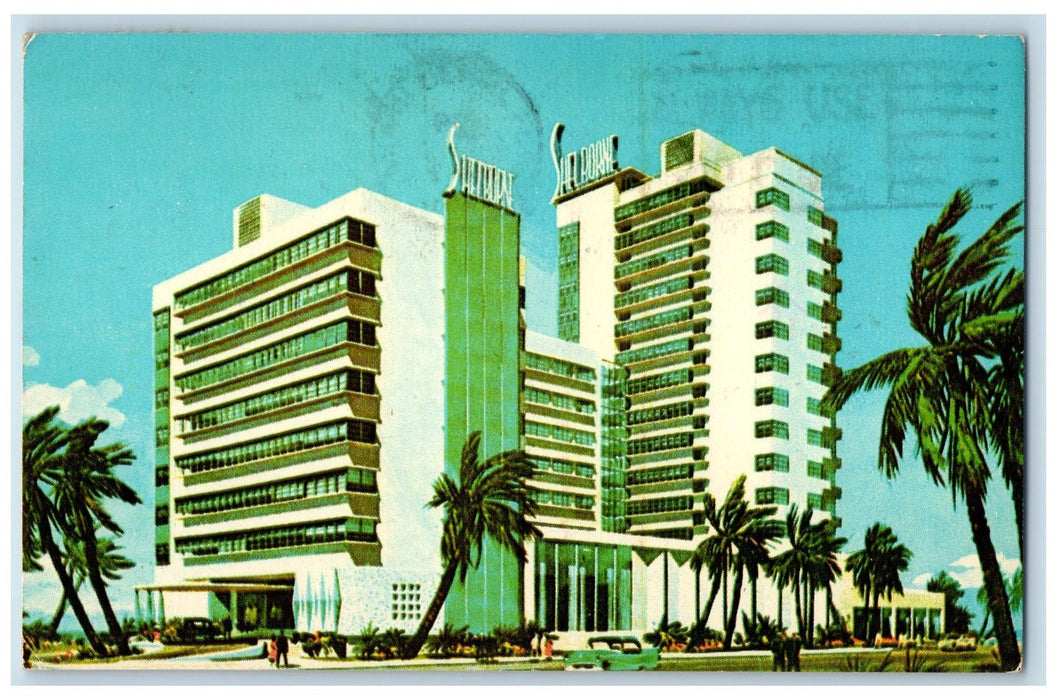 c1950's The Shelborne Hotel Restaurant Building Entrance View Miami FL Postcard
