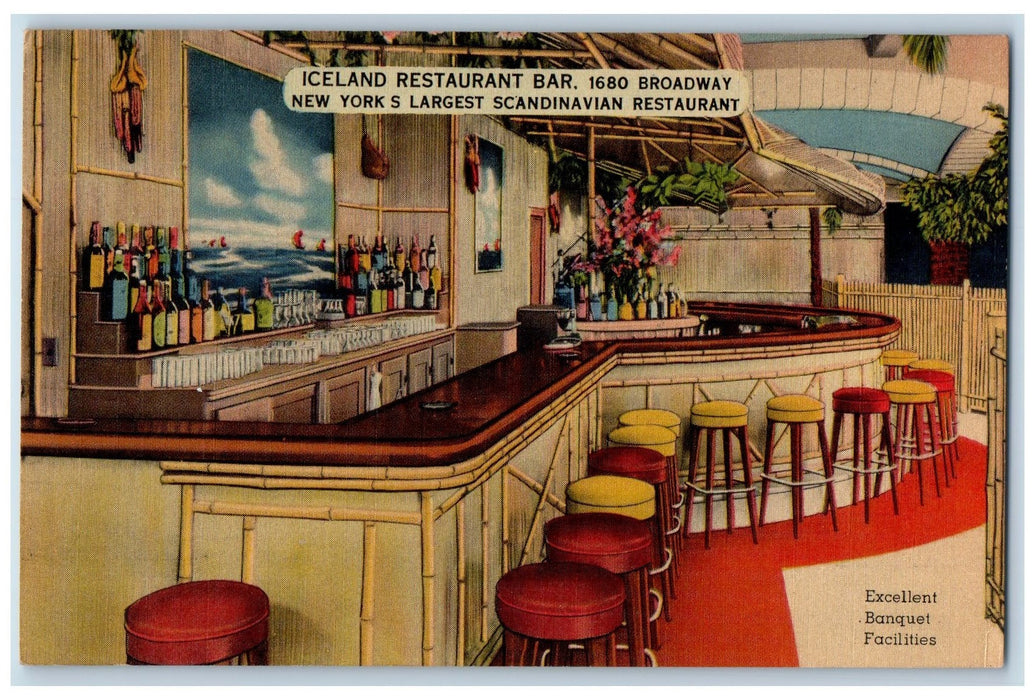 c1950's Iceland Restaurant Bar Shows Broadway New York NY Advertisement Postcard